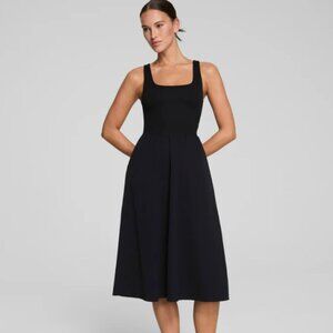 New Spanks Jersey Scoop Neck Tank Midi Dress, Black, Large